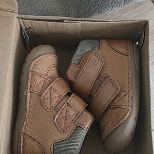 Stride Rite Tan and Gray Baby Walker Shoes